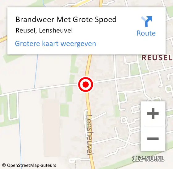 Locatie op kaart van de 112 melding: Brandweer Met Grote Spoed Naar Reusel, Lensheuvel op 1 juni 2018 22:16