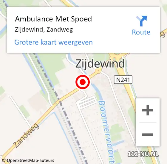Locatie op kaart van de 112 melding: Ambulance Met Spoed Naar Zijdewind, Zandweg op 1 juni 2018 22:41