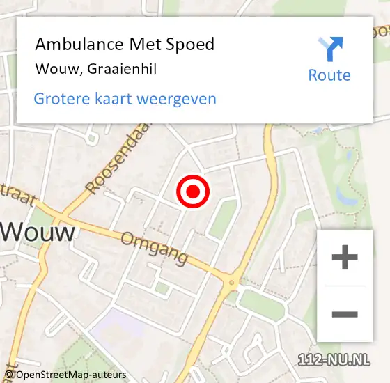 Locatie op kaart van de 112 melding: Ambulance Met Spoed Naar Wouw, Graaienhil op 1 juni 2018 22:43