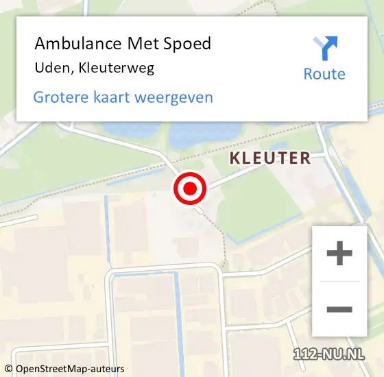 Locatie op kaart van de 112 melding: Ambulance Met Spoed Naar Uden, Kleuterweg op 1 juni 2018 22:44