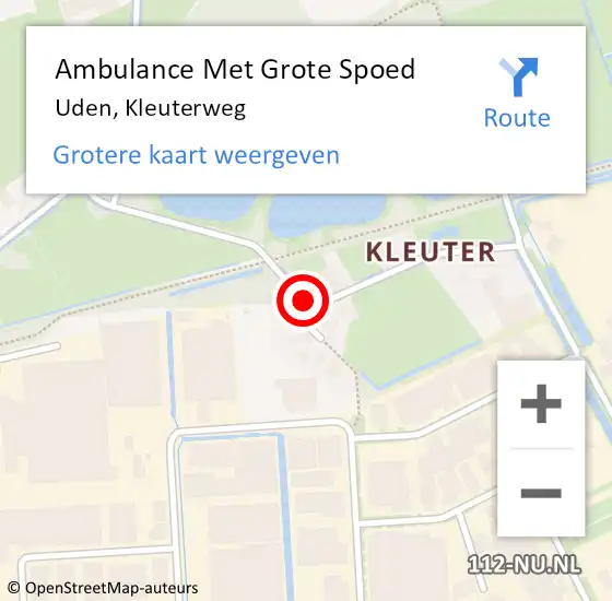 Locatie op kaart van de 112 melding: Ambulance Met Grote Spoed Naar Uden, Kleuterweg op 1 juni 2018 22:45