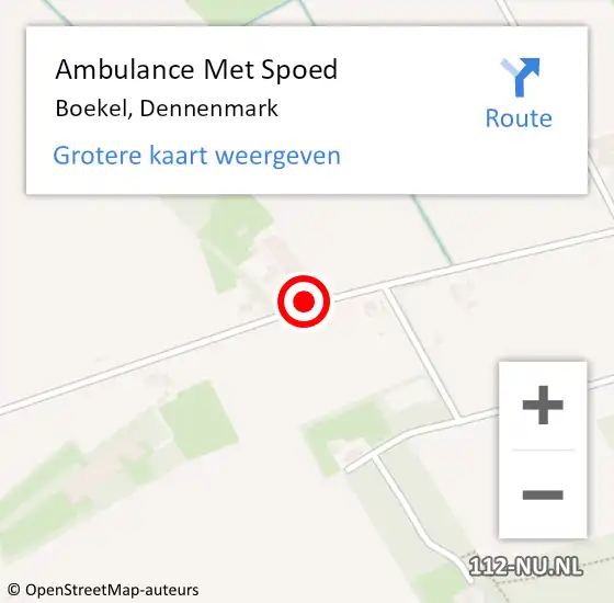 Locatie op kaart van de 112 melding: Ambulance Met Spoed Naar Boekel, Dennenmark op 2 juni 2018 00:02