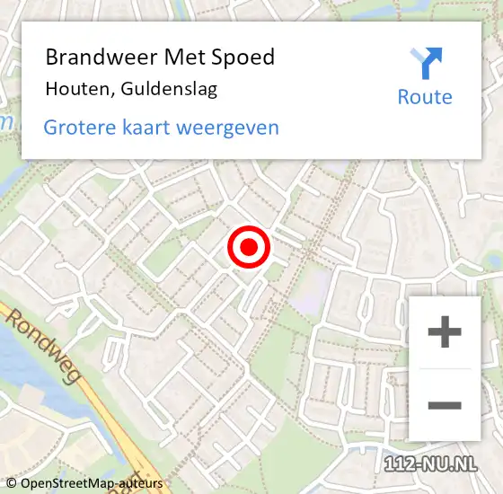 Locatie op kaart van de 112 melding: Brandweer Met Spoed Naar Houten, Guldenslag op 2 juni 2018 01:39