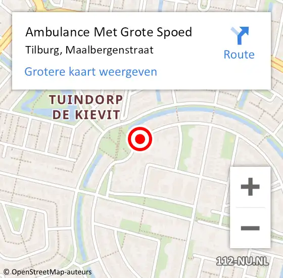 Locatie op kaart van de 112 melding: Ambulance Met Grote Spoed Naar Tilburg, Maalbergenstraat op 2 juni 2018 01:56