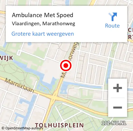 Locatie op kaart van de 112 melding: Ambulance Met Spoed Naar Vlaardingen, Marathonweg op 2 juni 2018 02:04