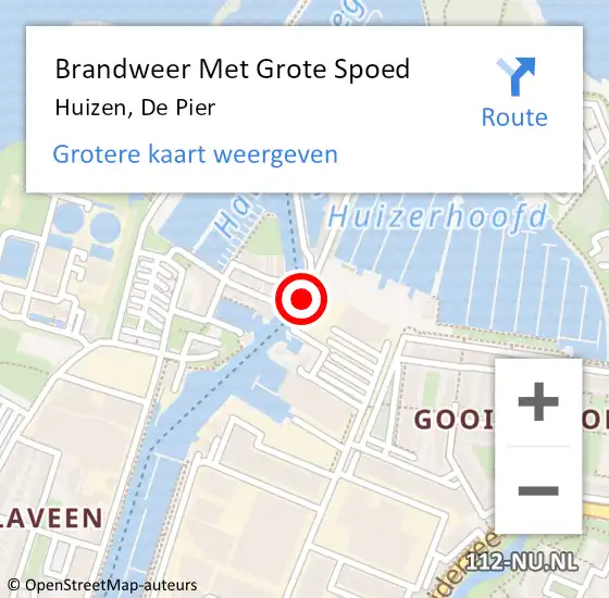 Locatie op kaart van de 112 melding: Brandweer Met Grote Spoed Naar Huizen, De Pier op 2 juni 2018 02:11