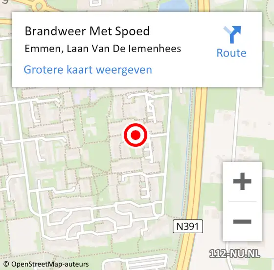 Locatie op kaart van de 112 melding: Brandweer Met Spoed Naar Emmen, Laan Van De Iemenhees op 2 juni 2018 02:18