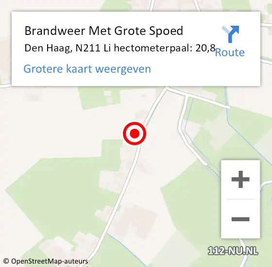 Locatie op kaart van de 112 melding: Brandweer Met Grote Spoed Naar Den Haag, N211 Li hectometerpaal: 20,8 op 2 juni 2018 02:33