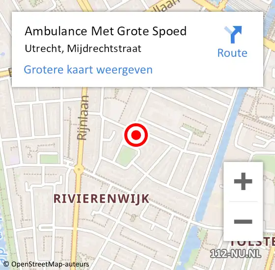 Locatie op kaart van de 112 melding: Ambulance Met Grote Spoed Naar Utrecht, Mijdrechtstraat op 2 juni 2018 02:34