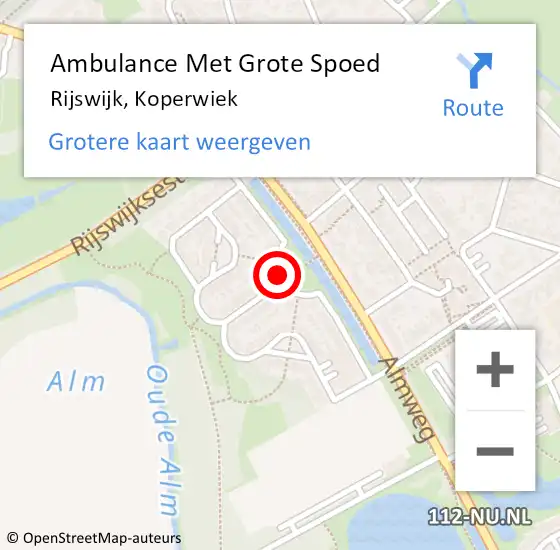 Locatie op kaart van de 112 melding: Ambulance Met Grote Spoed Naar Rijswijk, Koperwiek op 2 juni 2018 04:55