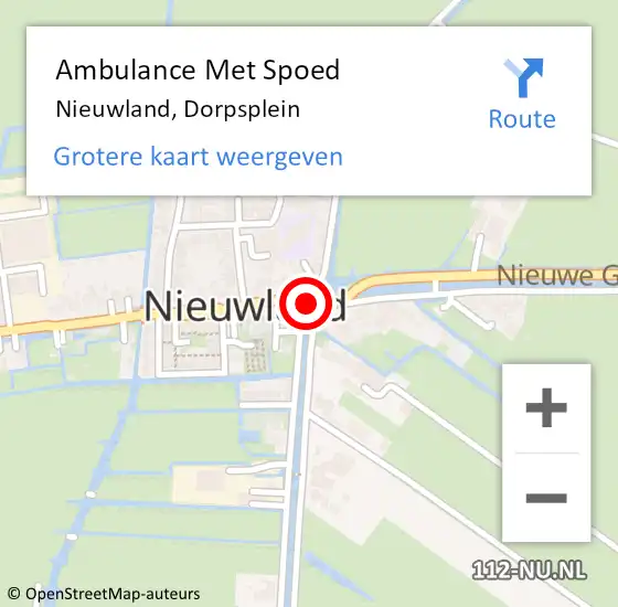 Locatie op kaart van de 112 melding: Ambulance Met Spoed Naar Nieuwland, Dorpsplein op 2 juni 2018 04:58