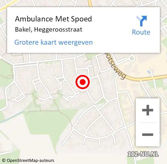 Locatie op kaart van de 112 melding: Ambulance Met Spoed Naar Bakel, Heggeroosstraat op 2 juni 2018 07:30