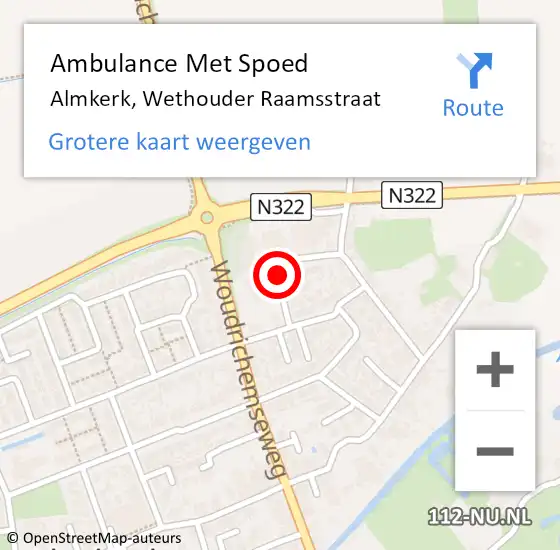 Locatie op kaart van de 112 melding: Ambulance Met Spoed Naar Almkerk, Wethouder Raamsstraat op 2 juni 2018 07:46