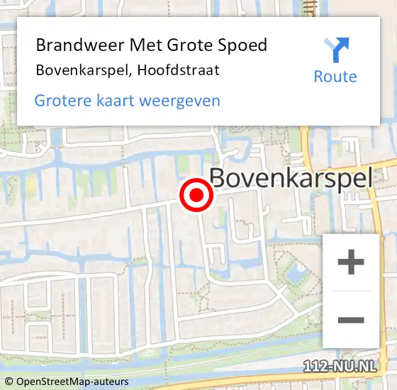 Locatie op kaart van de 112 melding: Brandweer Met Grote Spoed Naar Bovenkarspel, Hoofdstraat op 2 juni 2018 08:12