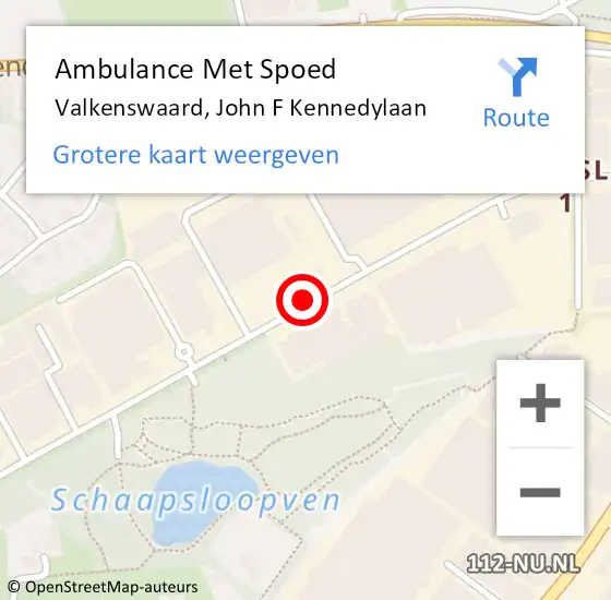 Locatie op kaart van de 112 melding: Ambulance Met Spoed Naar Valkenswaard, John F Kennedylaan op 2 juni 2018 08:36