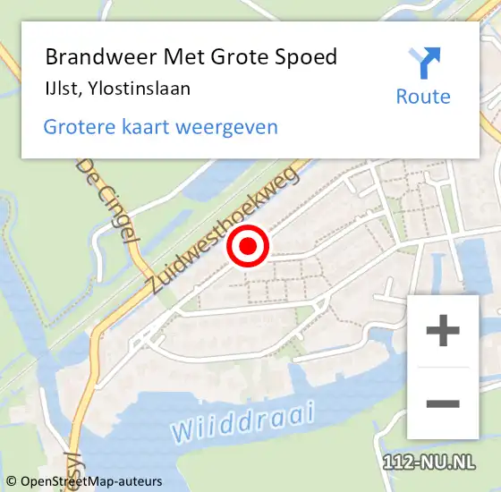 Locatie op kaart van de 112 melding: Brandweer Met Grote Spoed Naar IJlst, Ylostinslaan op 2 juni 2018 08:52