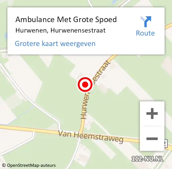 Locatie op kaart van de 112 melding: Ambulance Met Grote Spoed Naar Hurwenen, Hurwenensestraat op 26 februari 2014 13:32