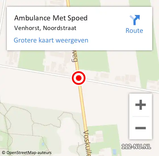 Locatie op kaart van de 112 melding: Ambulance Met Spoed Naar Venhorst, Noordstraat op 2 juni 2018 09:22