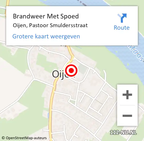 Locatie op kaart van de 112 melding: Brandweer Met Spoed Naar Oijen, Pastoor Smuldersstraat op 2 juni 2018 09:34