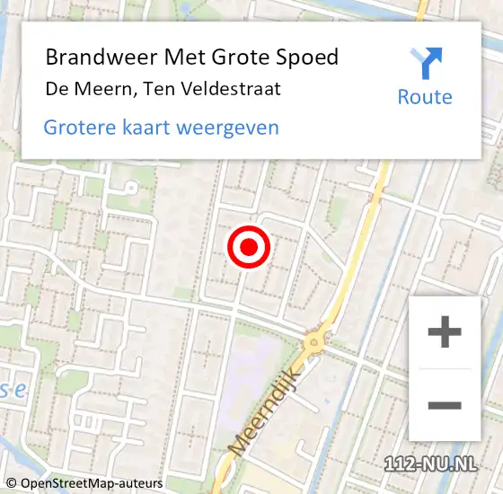 Locatie op kaart van de 112 melding: Brandweer Met Grote Spoed Naar De Meern, Ten Veldestraat op 2 juni 2018 09:47