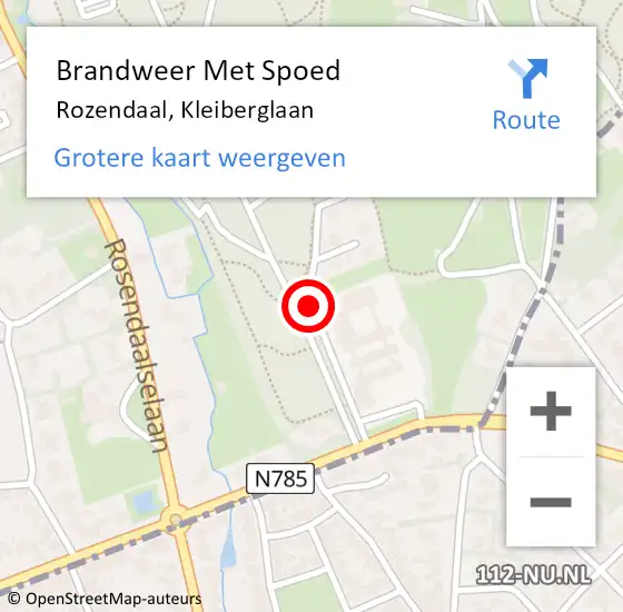 Locatie op kaart van de 112 melding: Brandweer Met Spoed Naar Rozendaal, Kleiberglaan op 2 juni 2018 10:08