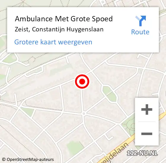 Locatie op kaart van de 112 melding: Ambulance Met Grote Spoed Naar Zeist, Constantijn Huygenslaan op 2 juni 2018 10:21
