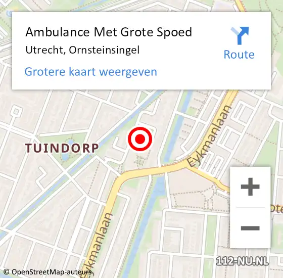 Locatie op kaart van de 112 melding: Ambulance Met Grote Spoed Naar Utrecht, Ornsteinsingel op 2 juni 2018 10:48