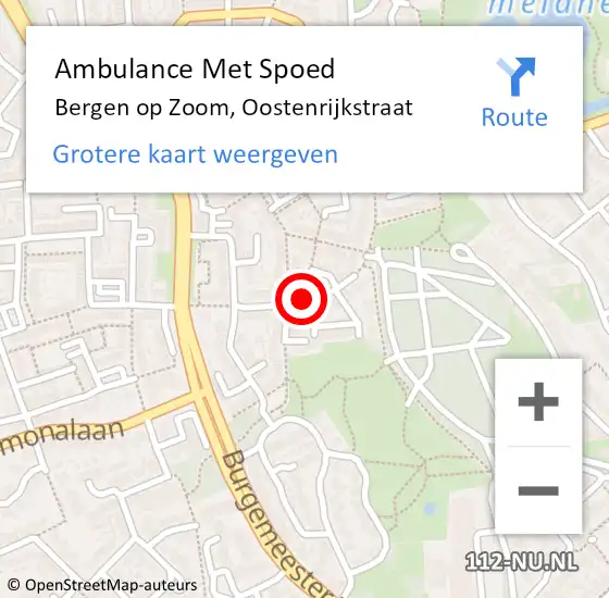 Locatie op kaart van de 112 melding: Ambulance Met Spoed Naar Bergen op Zoom, Oostenrijkstraat op 2 juni 2018 11:36