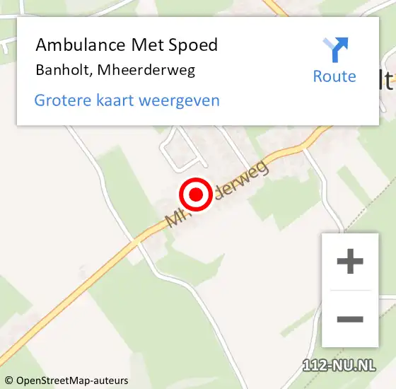 Locatie op kaart van de 112 melding: Ambulance Met Spoed Naar Banholt, Mheerderweg op 26 februari 2014 13:44