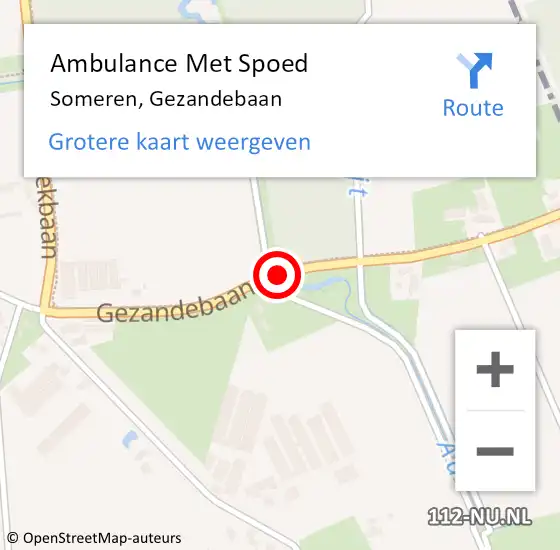 Locatie op kaart van de 112 melding: Ambulance Met Spoed Naar Someren, Gezandebaan op 2 juni 2018 12:32