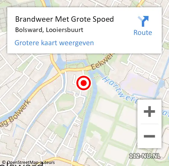 Locatie op kaart van de 112 melding: Brandweer Met Grote Spoed Naar Bolsward, Looiersbuurt op 2 juni 2018 12:49