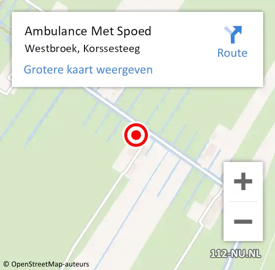 Locatie op kaart van de 112 melding: Ambulance Met Spoed Naar Westbroek, Korssesteeg op 2 juni 2018 12:57