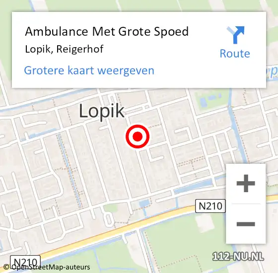 Locatie op kaart van de 112 melding: Ambulance Met Grote Spoed Naar Lopik, Reigerhof op 2 juni 2018 13:46