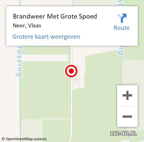 Locatie op kaart van de 112 melding: Brandweer Met Grote Spoed Naar Neer, Vlaas op 2 juni 2018 13:49