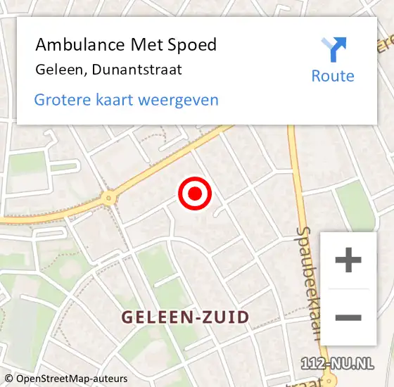 Locatie op kaart van de 112 melding: Ambulance Met Spoed Naar Geleen, Dunantstraat op 26 februari 2014 13:51