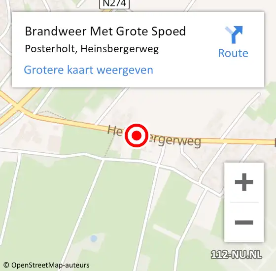 Locatie op kaart van de 112 melding: Brandweer Met Grote Spoed Naar Posterholt, Heinsbergerweg op 2 juni 2018 14:21