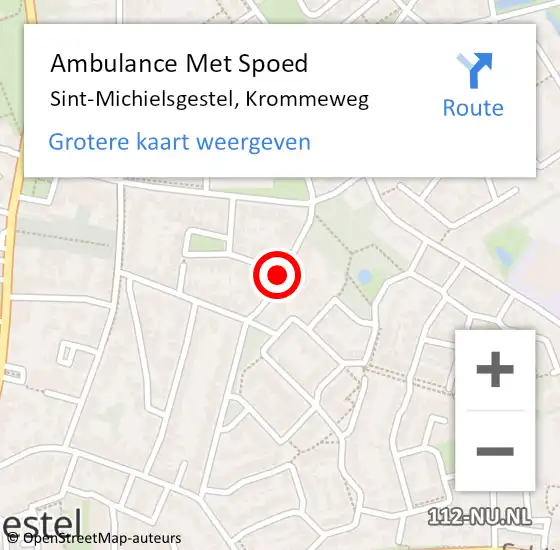 Locatie op kaart van de 112 melding: Ambulance Met Spoed Naar Sint-Michielsgestel, Krommeweg op 2 juni 2018 14:33