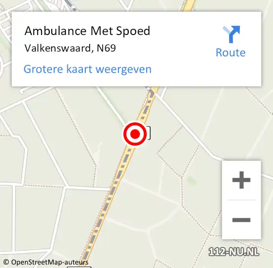Locatie op kaart van de 112 melding: Ambulance Met Spoed Naar Valkenswaard, N69 op 2 juni 2018 14:38