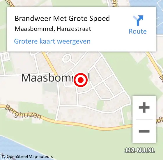 Locatie op kaart van de 112 melding: Brandweer Met Grote Spoed Naar Maasbommel, Hanzestraat op 2 juni 2018 15:20