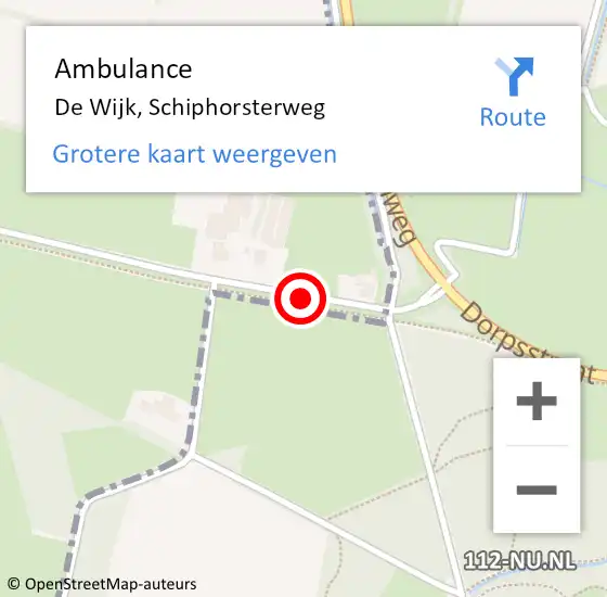 Locatie op kaart van de 112 melding: Ambulance De Wijk, Schiphorsterweg op 2 juni 2018 16:22