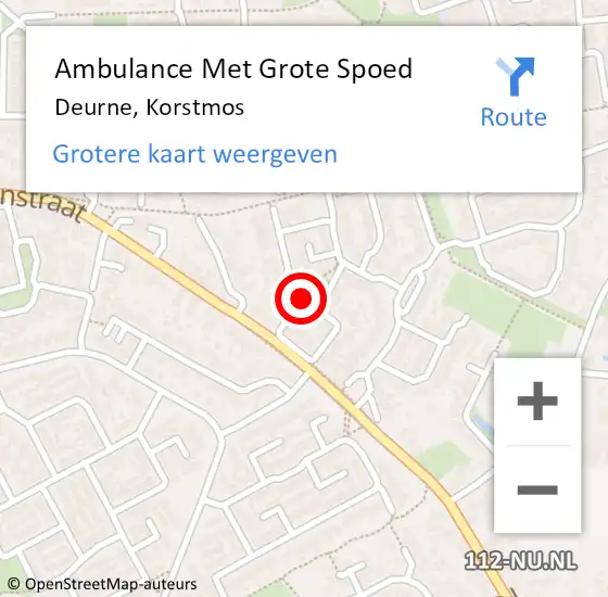 Locatie op kaart van de 112 melding: Ambulance Met Grote Spoed Naar Deurne, Korstmos op 2 juni 2018 16:53