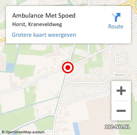 Locatie op kaart van de 112 melding: Ambulance Met Spoed Naar Horst, Kraneveldweg op 2 juni 2018 17:28