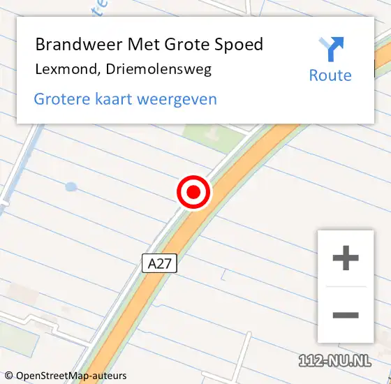 Locatie op kaart van de 112 melding: Brandweer Met Grote Spoed Naar Lexmond, Driemolensweg op 2 juni 2018 18:06