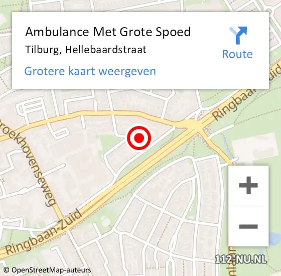 Locatie op kaart van de 112 melding: Ambulance Met Grote Spoed Naar Tilburg, Hellebaardstraat op 2 juni 2018 18:46