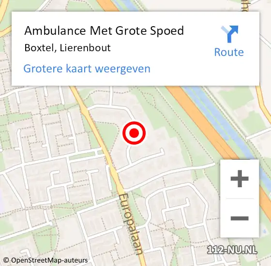 Locatie op kaart van de 112 melding: Ambulance Met Grote Spoed Naar Boxtel, Lierenbout op 2 juni 2018 18:53