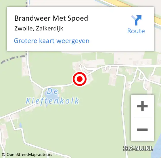 Locatie op kaart van de 112 melding: Brandweer Met Spoed Naar Zwolle, Zalkerdijk op 2 juni 2018 19:24