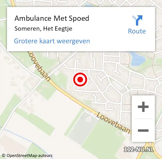 Locatie op kaart van de 112 melding: Ambulance Met Spoed Naar Someren, Het Eegtje op 2 juni 2018 19:25