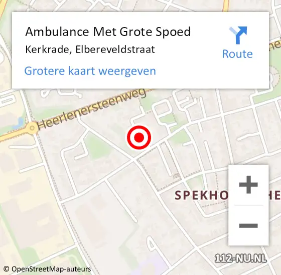 Locatie op kaart van de 112 melding: Ambulance Met Grote Spoed Naar Kerkrade, Elbereveldstraat op 2 juni 2018 19:35