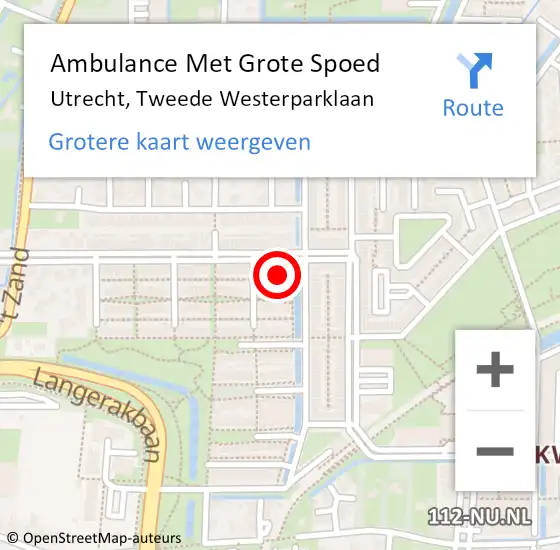 Locatie op kaart van de 112 melding: Ambulance Met Grote Spoed Naar Utrecht, Tweede Westerparklaan op 2 juni 2018 19:50