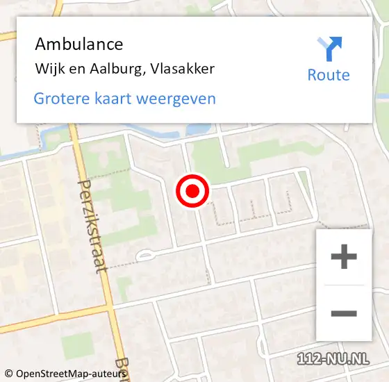 Locatie op kaart van de 112 melding: Ambulance Wijk en Aalburg, Vlasakker op 2 juni 2018 20:03